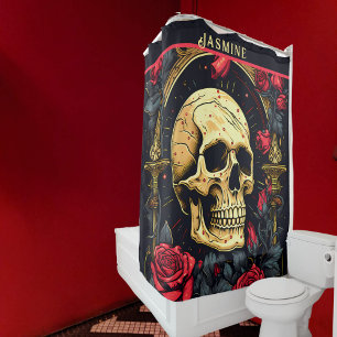Red Roses Gothic Skull Halloween