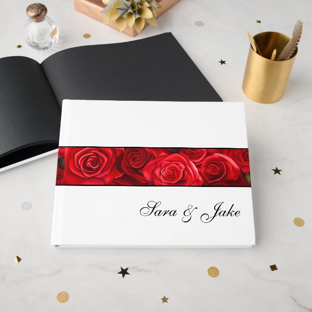 Red Roses Guest Book (Front Open)