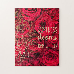 Red Roses Happiness Blooms From Within Puzzle