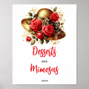 Red Roses Hat Derby Bridal Shower Table Signs