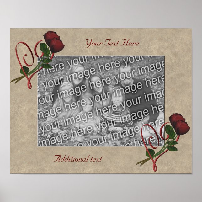Red Roses Heart Add Your Photo Personalized Poster (Front)
