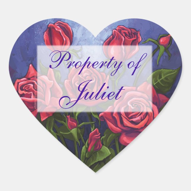 Red Roses Heart Book Stickers (Front)