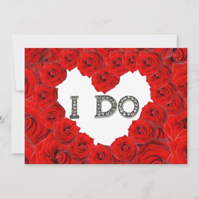 Red Roses Heart I Do Bling Wedding Invitation (Front)