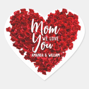 Red Roses Heart Love You Mom Mother's Day Sticker