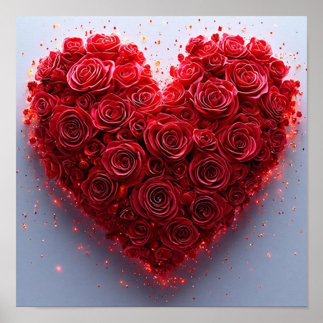 Red Roses Heart Romantic Floral Wall Decor (Front)