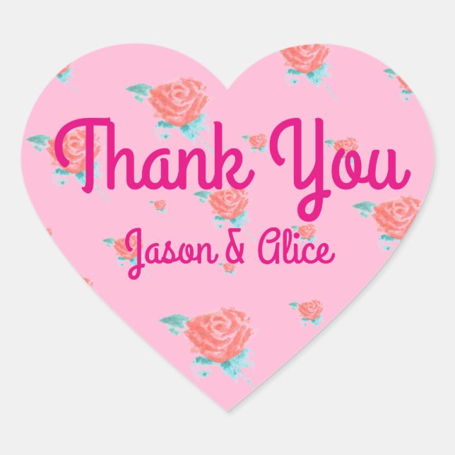 Red Roses Heart Sticker (Front)