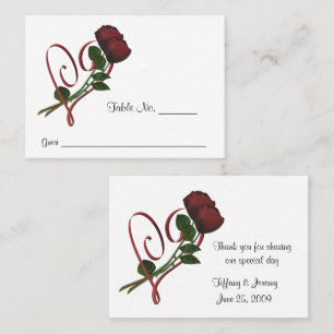 Red Roses Heart Wedding Personalized Place Card