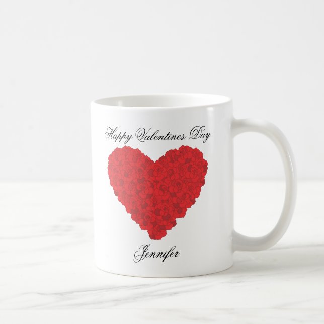 Red Roses Hearts Coffee Mug (Right)