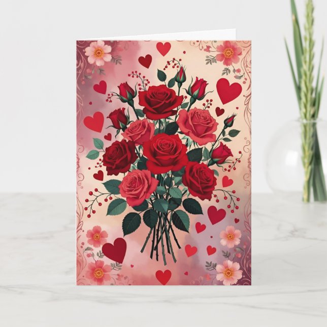 Red Roses, I Love My Husband, Card (Front)