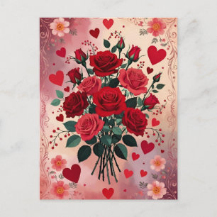 Red Roses, I Love My Wife, Holiday Postcard