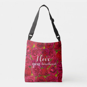 Red Roses I Love you Name Crossbody Bag