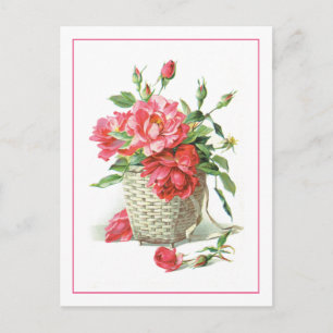 Red Roses in a Basket Postcard