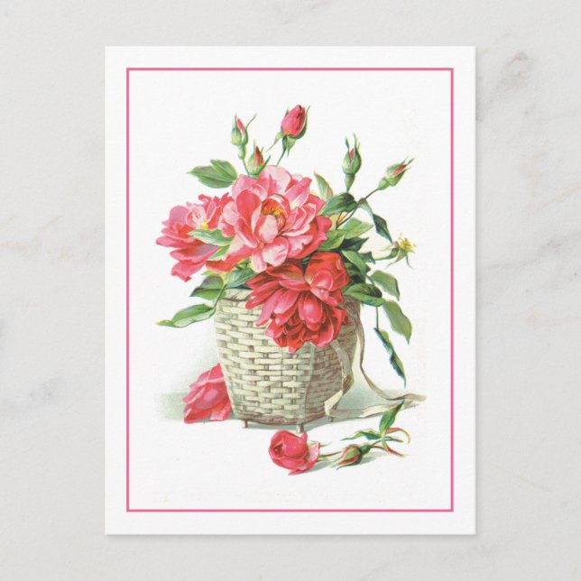 Red Roses in a Basket Postcard (Front)