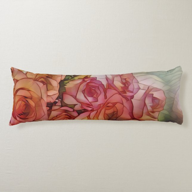 Red Roses In Dappled Sunlight Body Pillow (Front)