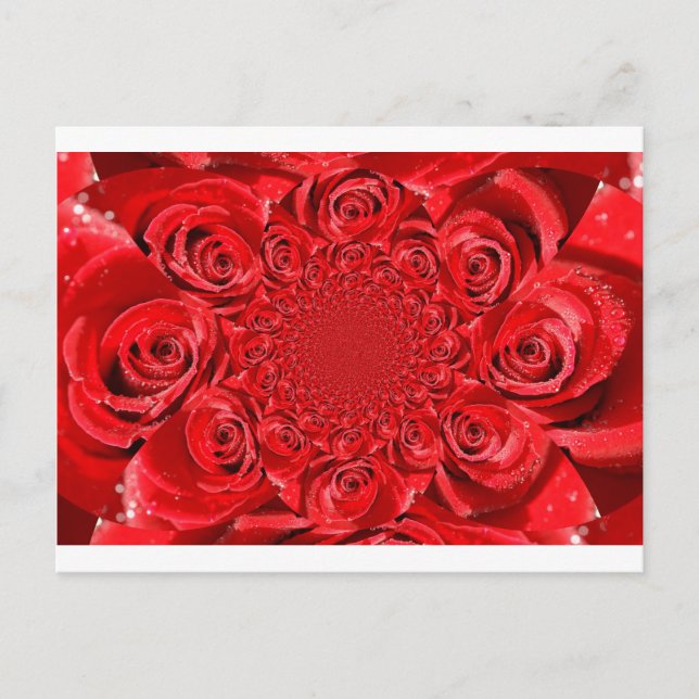 Red Roses Kaleidoscope: Happy Valentine's Day Art  Holiday Postcard (Front)