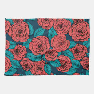 Red roses kitchen towel