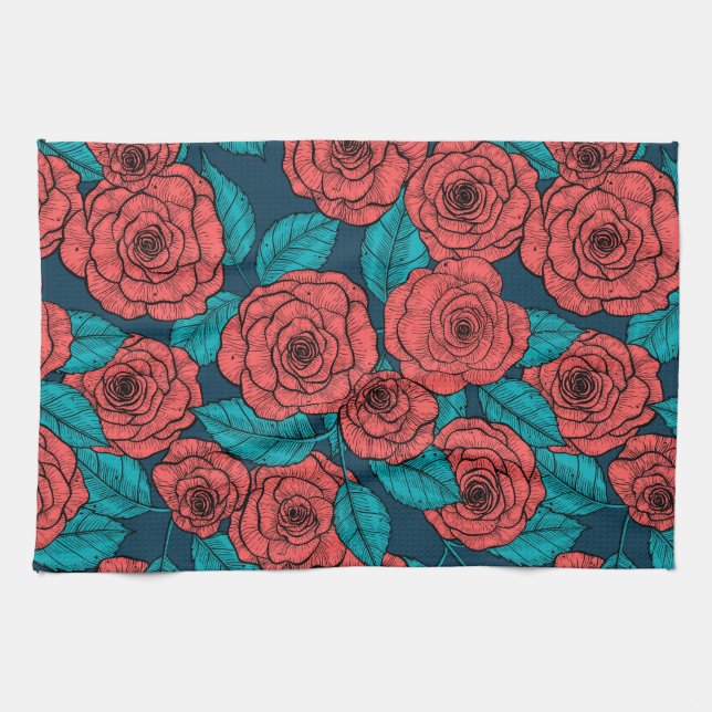 Red roses kitchen towel (Horizontal)