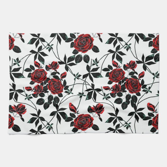 Red roses . kitchen towel (Horizontal)