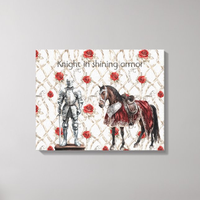 Red Roses Knight in Shining Armor Canvas Print (Front)