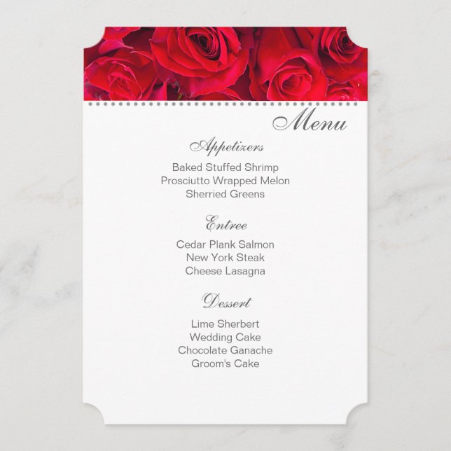 Red Roses Menu Card (Front)