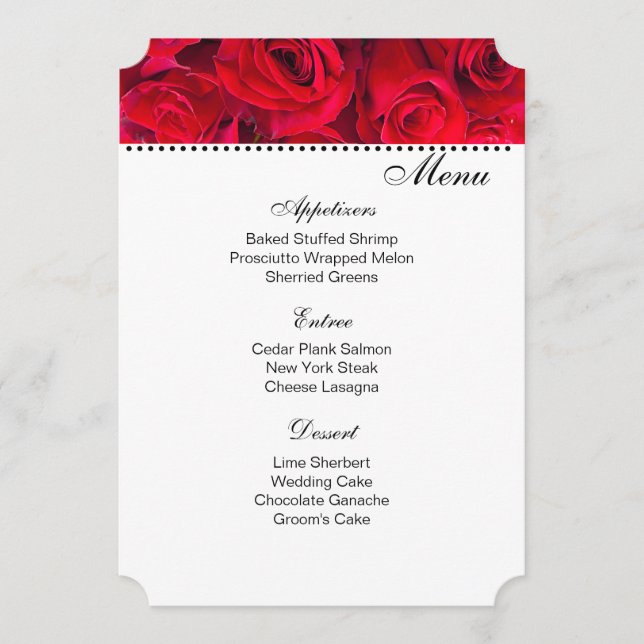 Red Roses Menu Card (Front)