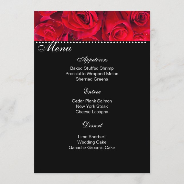 Red Roses Menu Card (Front)