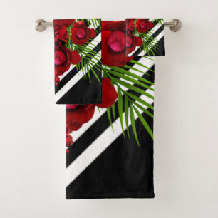 Red Roses Modern Bath Towel Set
