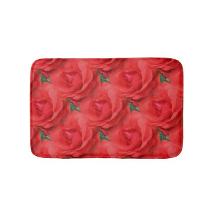 Red Roses Nature Pattern Bath Mat