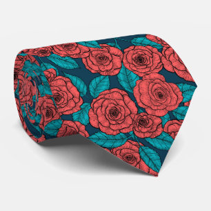 Red roses neck tie