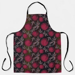Red roses on black. apron
