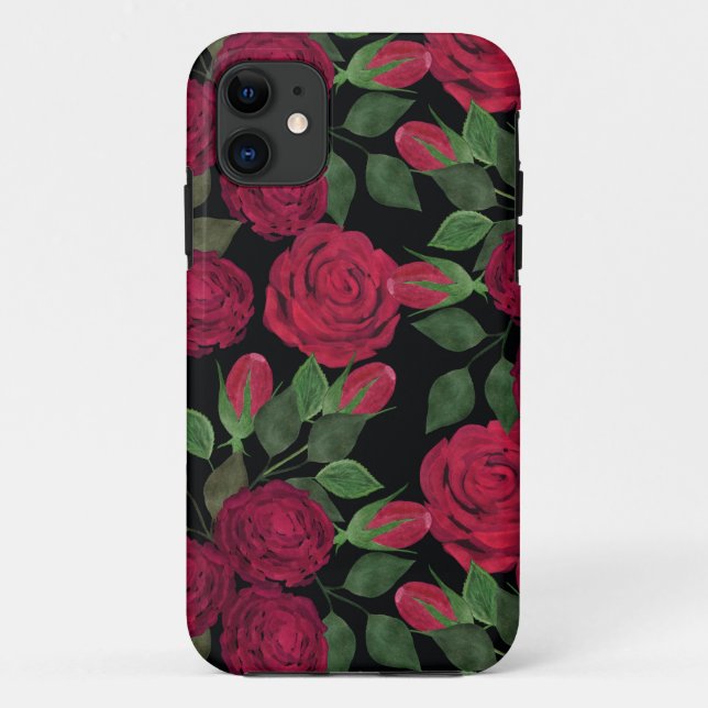 Red roses on black.  Case-Mate iPhone case (Back)