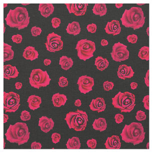 Red Roses on Black Fabric