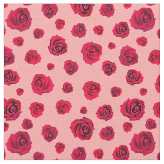 Red Roses on Pink Fabric