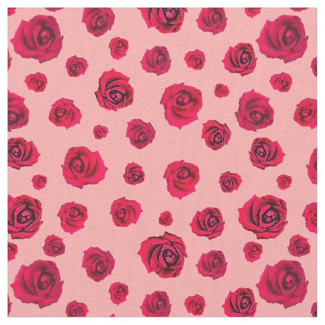 Red Roses on Pink Fabric (Close Up)