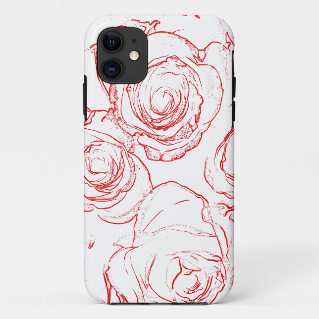 Red Roses Outlines Case-Mate iPhone Case (Back)