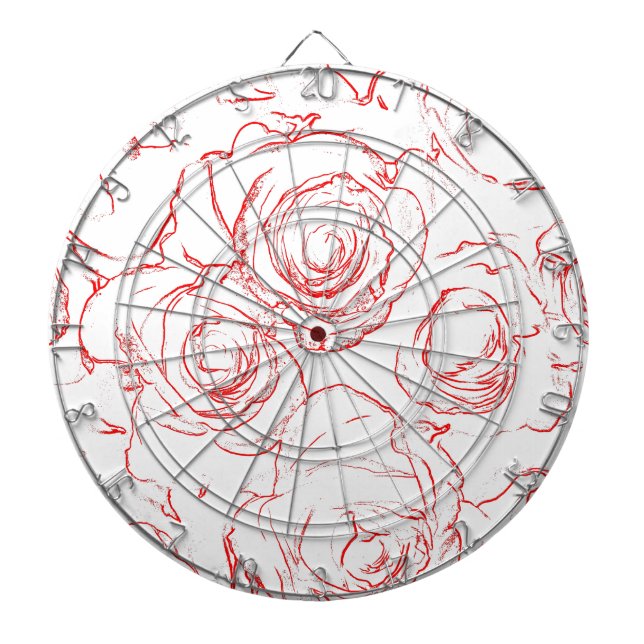 Red Roses Outlines Dartboard (Front)