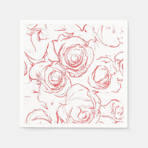 Red Roses Outlines Napkin