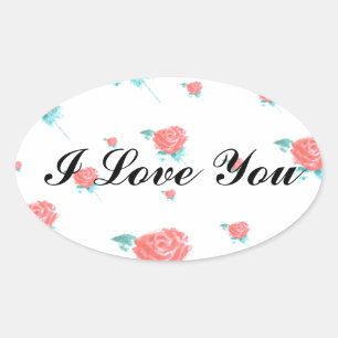Red Roses Oval Sticker