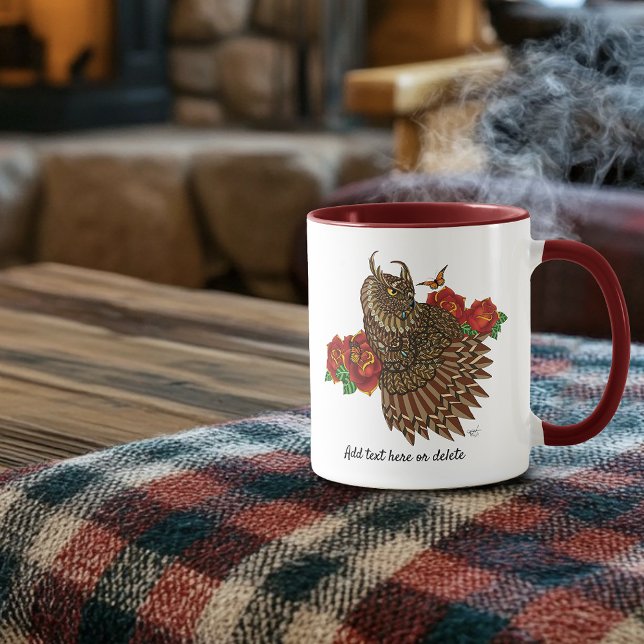 Red Roses Owl Blue Mug (Creator Uploaded)
