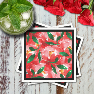 Red Roses Paper Cocktail Napkin