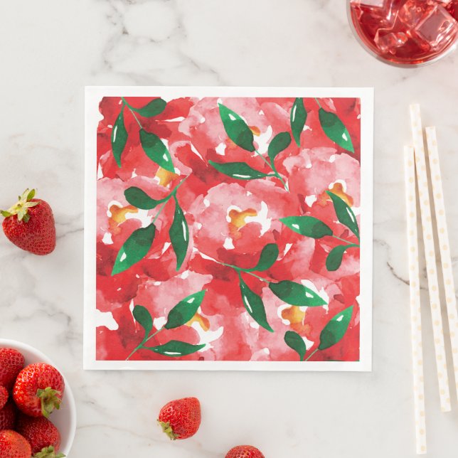 Red Roses Paper Dinner Napkins (Insitu)