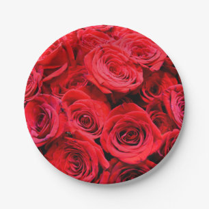 Red Roses Paper Plate