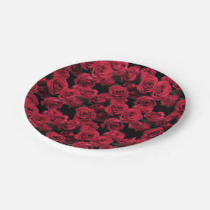 Red Roses Paper Plates
