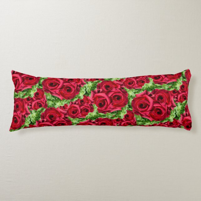 Red Roses Path Flower Garland Body Pillow (Front)