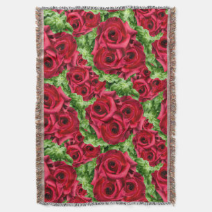 Red Roses Path Flower Garland Throw Blanket