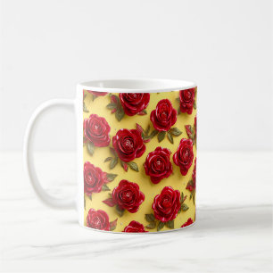 Red roses pattern coffee mug