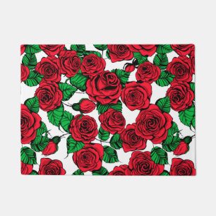 Red roses pattern doormat