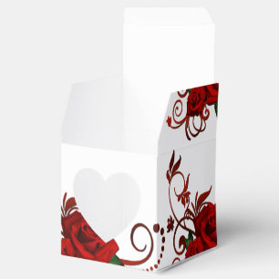Red Roses Pattern Heart Favour Box
