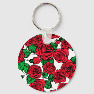 Red roses pattern keychain