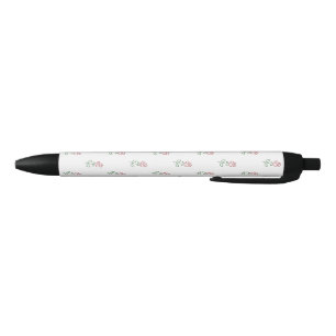 Red Roses, Pattern Of Roses, Flowers Black Ink Pen